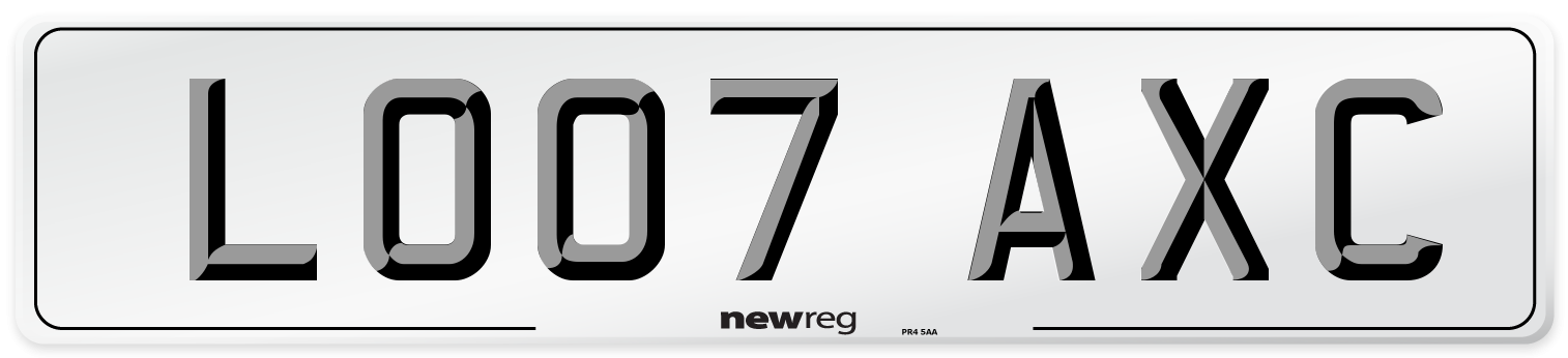 LO07 AXC Number Plate from New Reg
